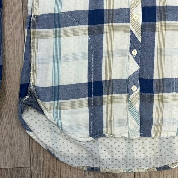 Dylan Ivory Plaid Frayed Hem Pocket Button Long Sleeve Sz S MSRP $120 - Picture 11 of 14